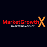 MarketGrowthX LOGO, a digital marketing agency in Hubli. The logo features the text "MarketGrowth" in red and a stylized orange "X" with the tagline "MARKETING AGENCY" below.